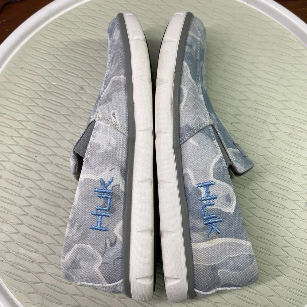 HUK Performance Brewster Mens Fishing Slip On Casual Shoes Light Blue/white Sz.8